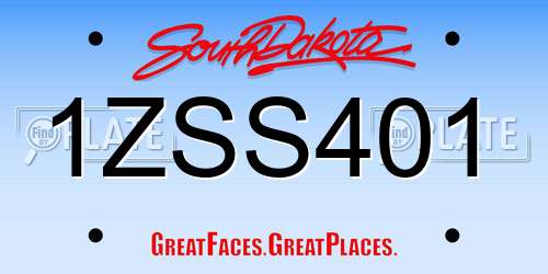 1ZSS401 South Dakota License Plate