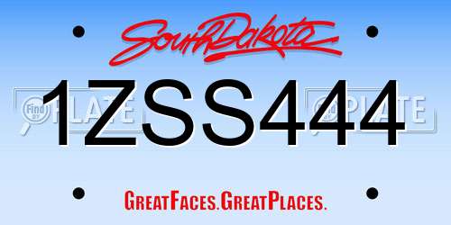 1ZSS444 South Dakota License Plate