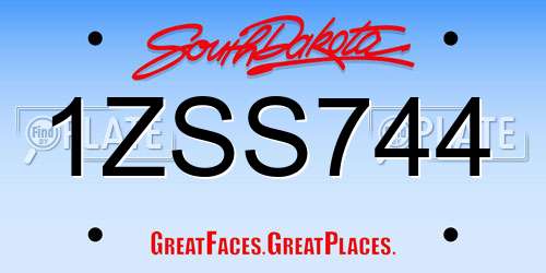 1ZSS744 South Dakota License Plate