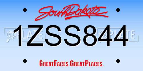 1ZSS844 South Dakota License Plate