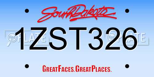 1ZST326 South Dakota License Plate
