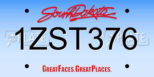 1ZST376 South Dakota License Plate