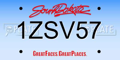 1ZSV57 South Dakota License Plate