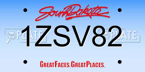 1ZSV82 South Dakota License Plate