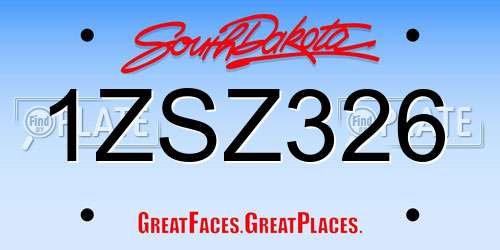 1ZSZ326 South Dakota License Plate