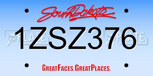 1ZSZ376 South Dakota License Plate