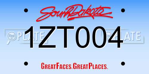 1ZT004 South Dakota License Plate