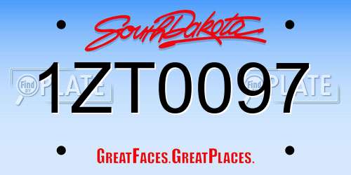1ZT0097 South Dakota License Plate