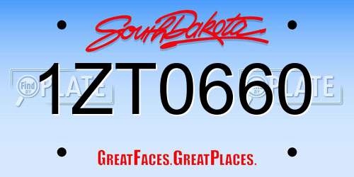 1ZT0660 South Dakota License Plate