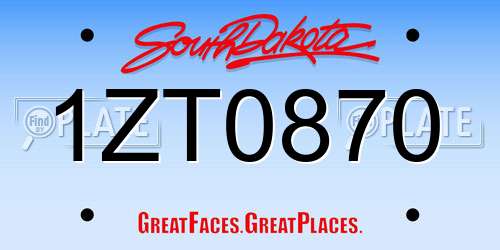 1ZT0870 South Dakota License Plate