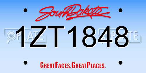 1ZT1848 South Dakota License Plate