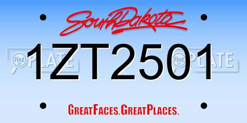 1ZT2501 South Dakota License Plate
