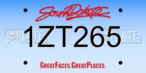 1ZT265 South Dakota License Plate