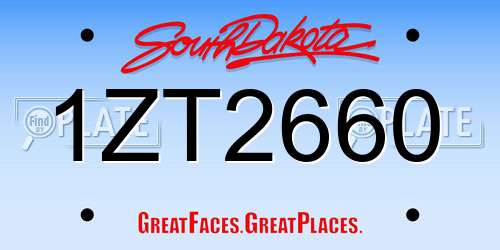 1ZT2660 South Dakota License Plate