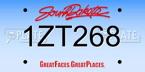 1ZT268 South Dakota License Plate