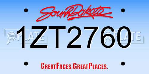 1ZT2760 South Dakota License Plate