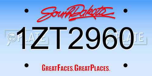 1ZT2960 South Dakota License Plate