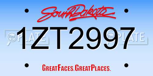 1ZT2997 South Dakota License Plate