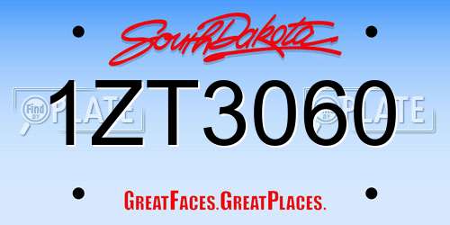 1ZT3060 South Dakota License Plate