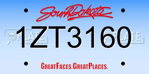 1ZT3160 South Dakota License Plate