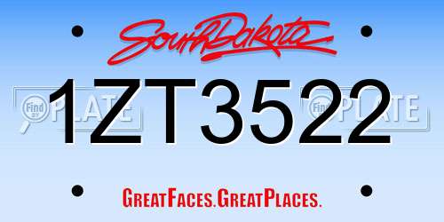 1ZT3522 South Dakota License Plate