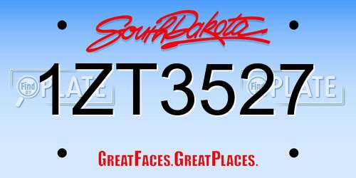 1ZT3527 South Dakota License Plate