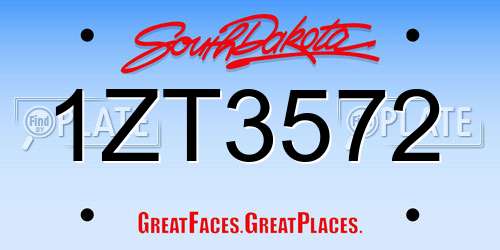 1ZT3572 South Dakota License Plate