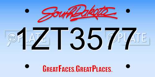 1ZT3577 South Dakota License Plate
