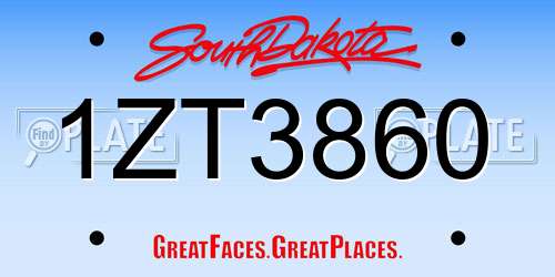 1ZT3860 South Dakota License Plate