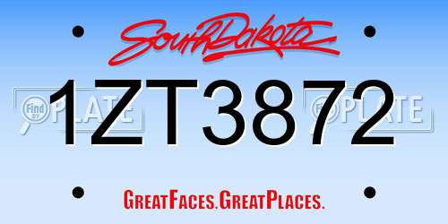 1ZT3872 South Dakota License Plate