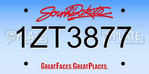 1ZT3877 South Dakota License Plate