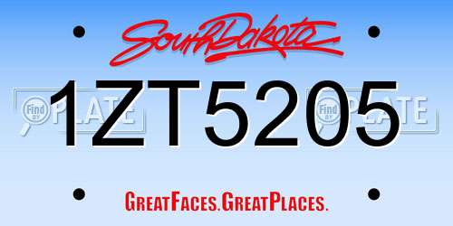 1ZT5205 South Dakota License Plate
