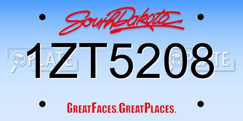 1ZT5208 South Dakota License Plate