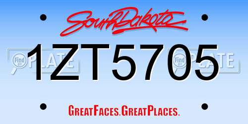 1ZT5705 South Dakota License Plate