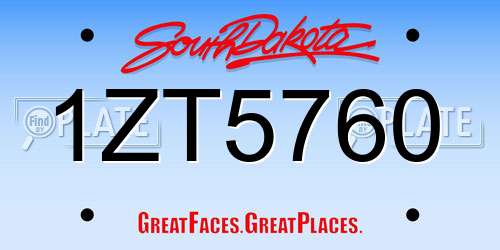 1ZT5760 South Dakota License Plate