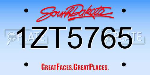 1ZT5765 South Dakota License Plate