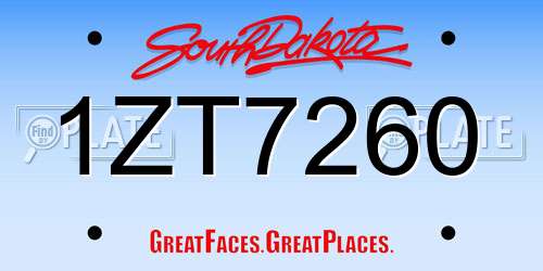 1ZT7260 South Dakota License Plate