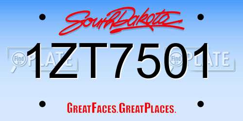 1ZT7501 South Dakota License Plate