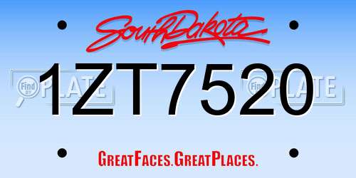 1ZT7520 South Dakota License Plate