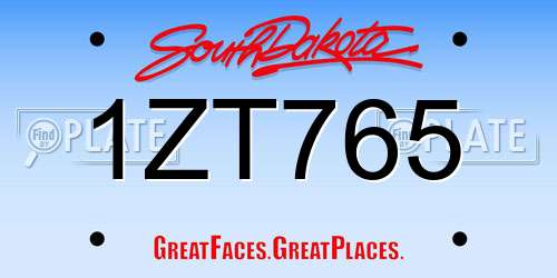 1ZT765 South Dakota License Plate