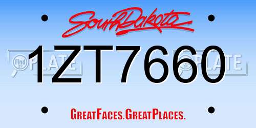 1ZT7660 South Dakota License Plate