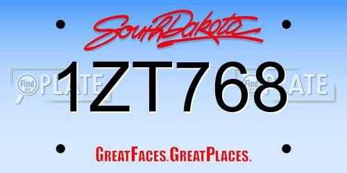 1ZT768 South Dakota License Plate
