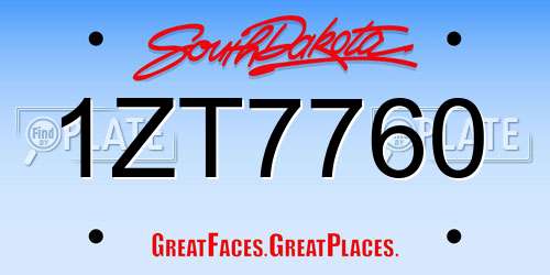 1ZT7760 South Dakota License Plate