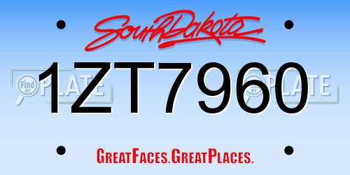 1ZT7960 South Dakota License Plate