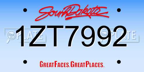 1ZT7992 South Dakota License Plate