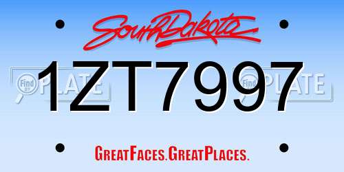 1ZT7997 South Dakota License Plate
