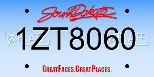 1ZT8060 South Dakota License Plate