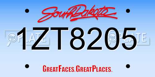1ZT8205 South Dakota License Plate