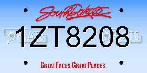 1ZT8208 South Dakota License Plate