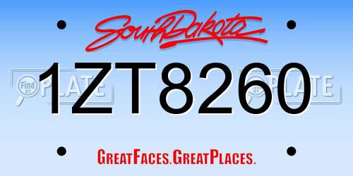 1ZT8260 South Dakota License Plate